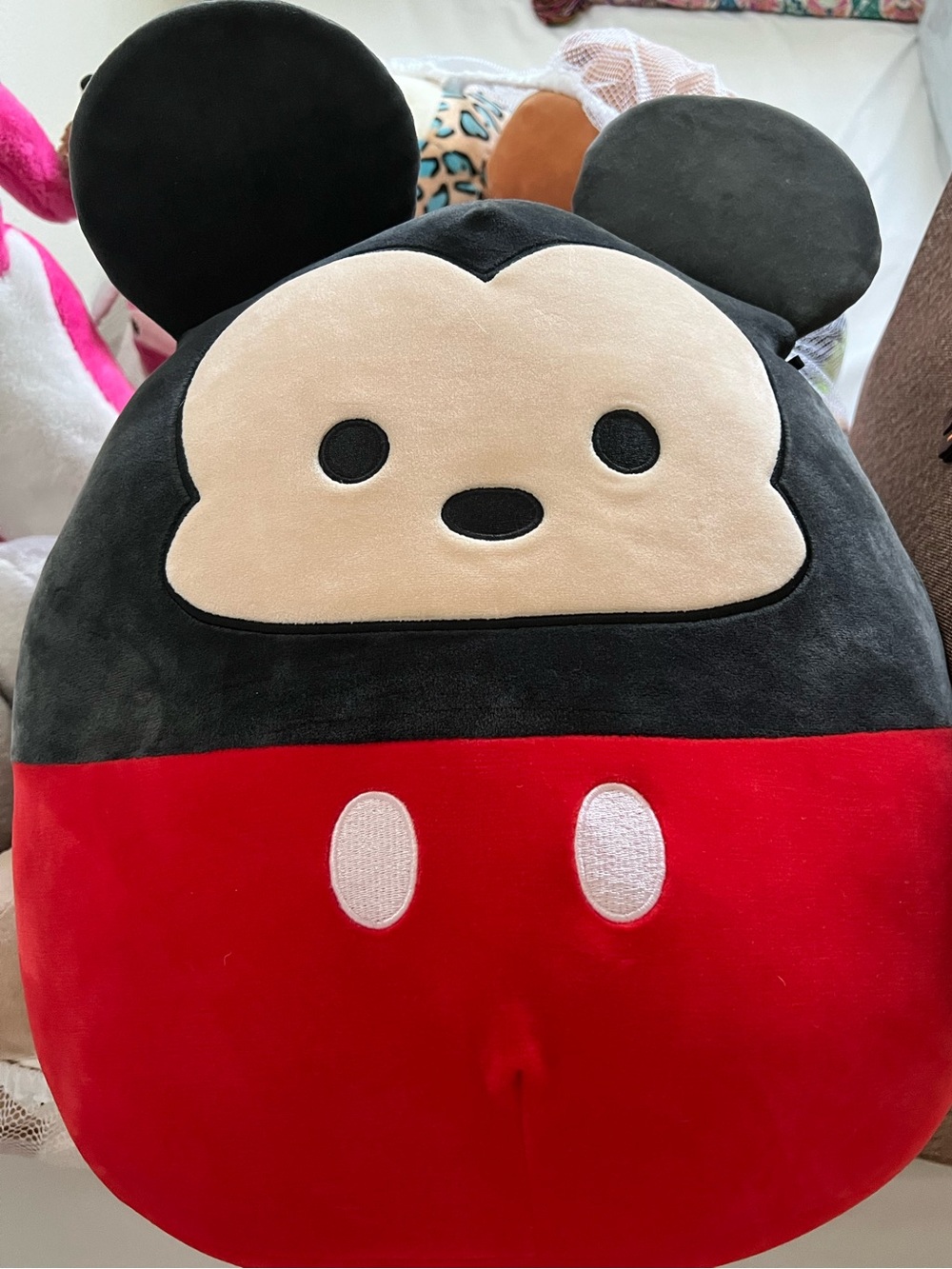 Squishmallows Red Plush Cushion with Black Stitching